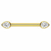 Titanium Nipple Piercing Clear Teardrop Zirconia Internally Threaded