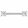 Titanium Nipple Piercing Square Cut Zirconia Internally Threaded