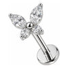 Labret Butterfly With Clear Stones Internally Threaded