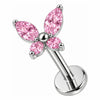 Labret Butterfly With Clear Stones Internally Threaded