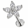 Labret Marquise Stone Flower Internally Threaded