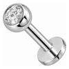 Silver 925 Labret Round Bezel Set Stone 2,5 mm Internally Threaded