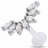 Titanium Labret Curved Marquise Stone Cluster Internally Threaded