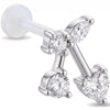 Titanium Labret Dangling Heart Stone Cluster Internally Threaded