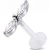 Titanium Labret Double Marquise Stones Internally Threaded