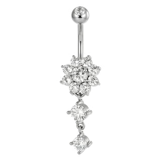 Titanium Belly Button Piercing Floral Cascade With Stones Internally Threaded