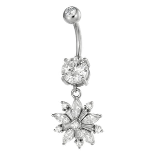 Belly Button Piercing Dangling Floral Star Internally Threaded