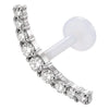 Titanium Labret Curved Arc With Stones Internally Threaded