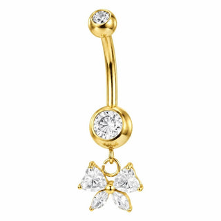 Belly Button Piercing Dangle Stone Bow Internally Threaded